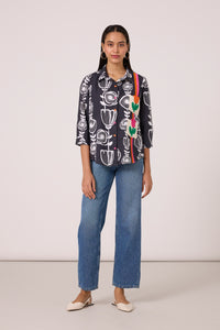 Sofie Shirt - B/W Abstract Floral