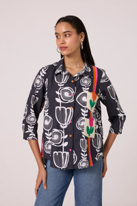 Sofie Shirt - B/W Abstract Floral