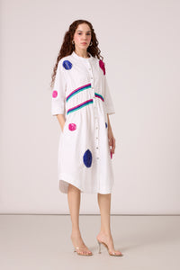 Zoe Applique Dress - Bright White