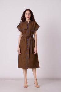Treven  Dress - Olive Brown
